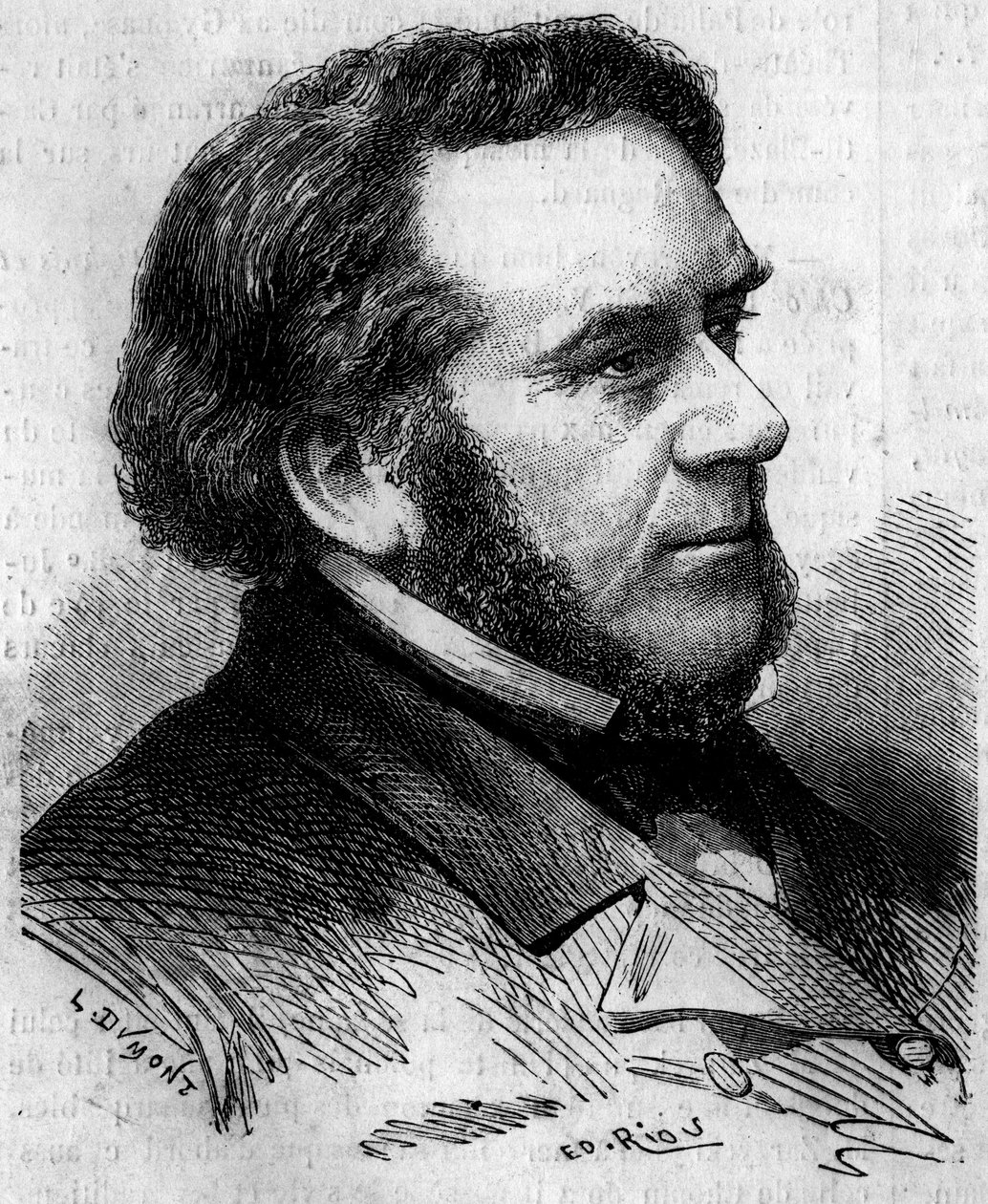 Portrait of Eugene Bethmont (1804-1860), French lawyer and politician, former Minister of Justice. Engraving in 