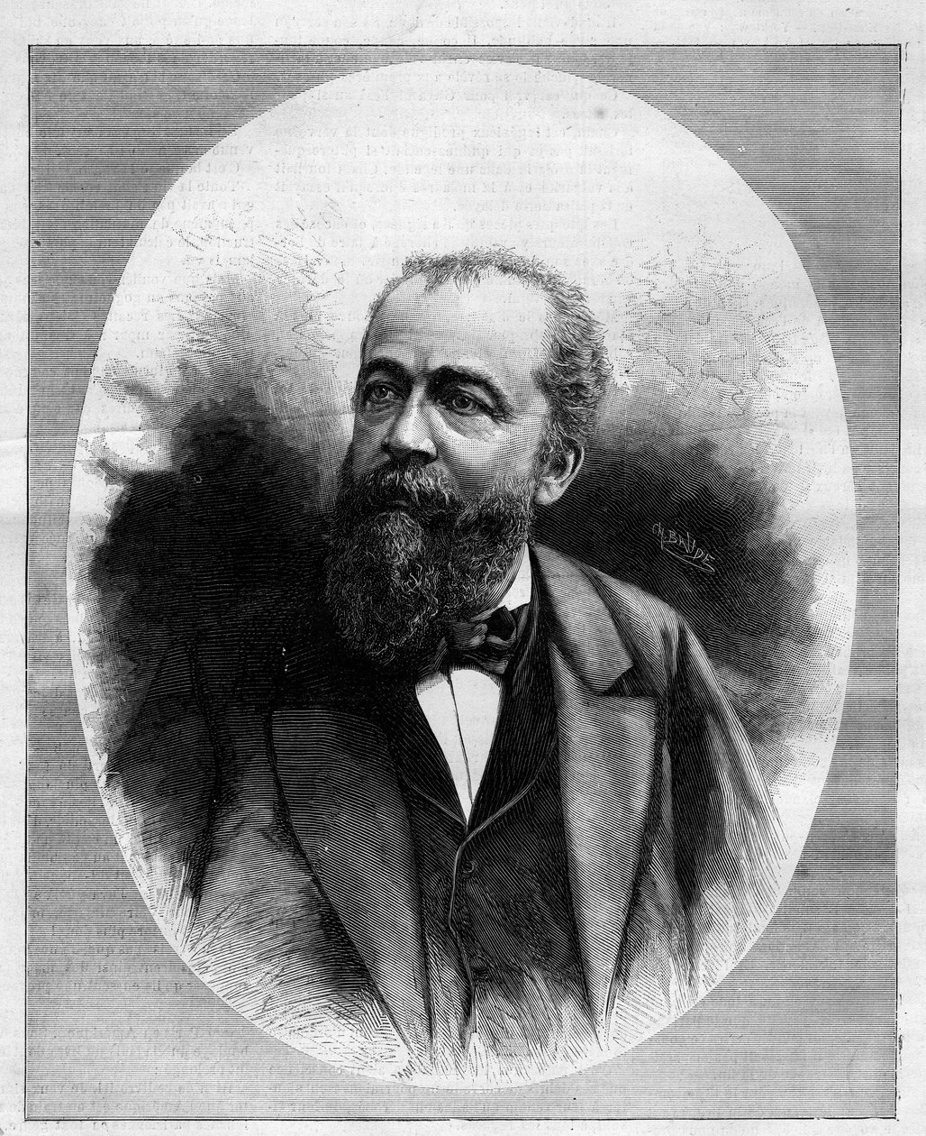 Portrait of Eugene Henri Brisson (1835-1912), French lawyer, journalist and politician. Engraving in Le Monde Illustré n°1285 of 12 November 1881 by French School