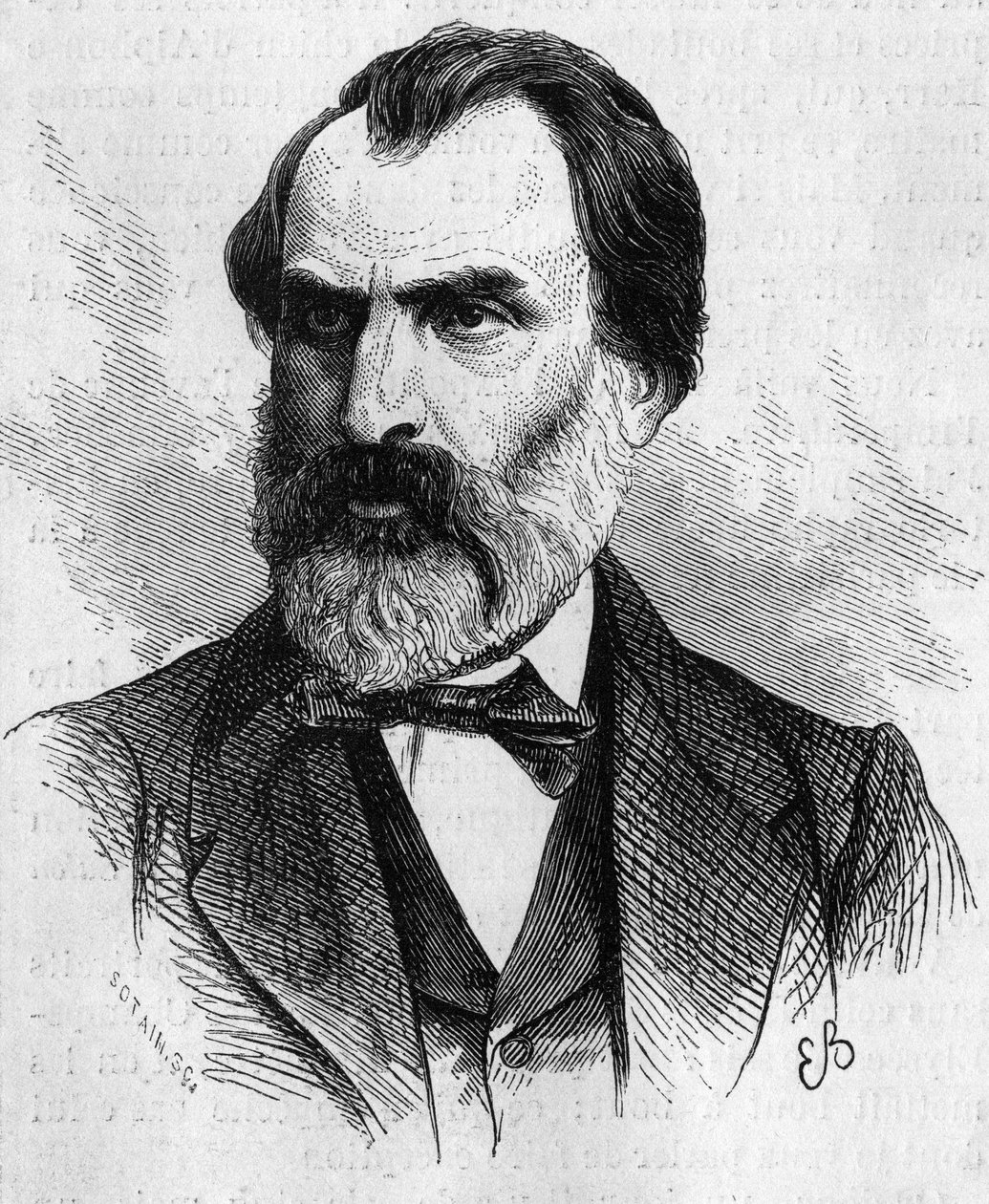 Portrait of Eugene Pelletan, French politician. Engraving in Le Monde Illustré n°634 of June 5 by French School
