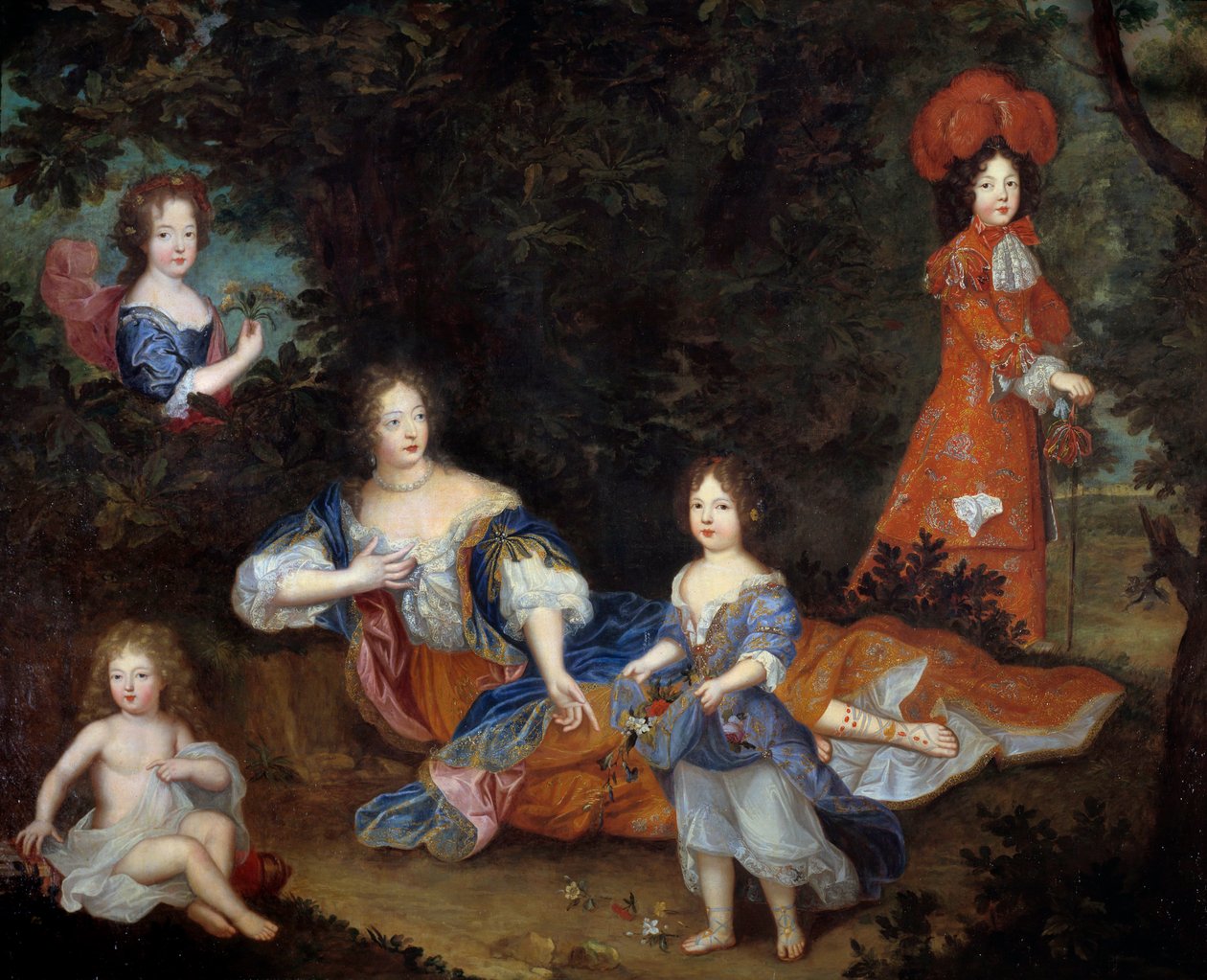 Portrait of Francoise Athenais by Rochechouart Mortemart, Marquise de Montespan and Her Children by French School