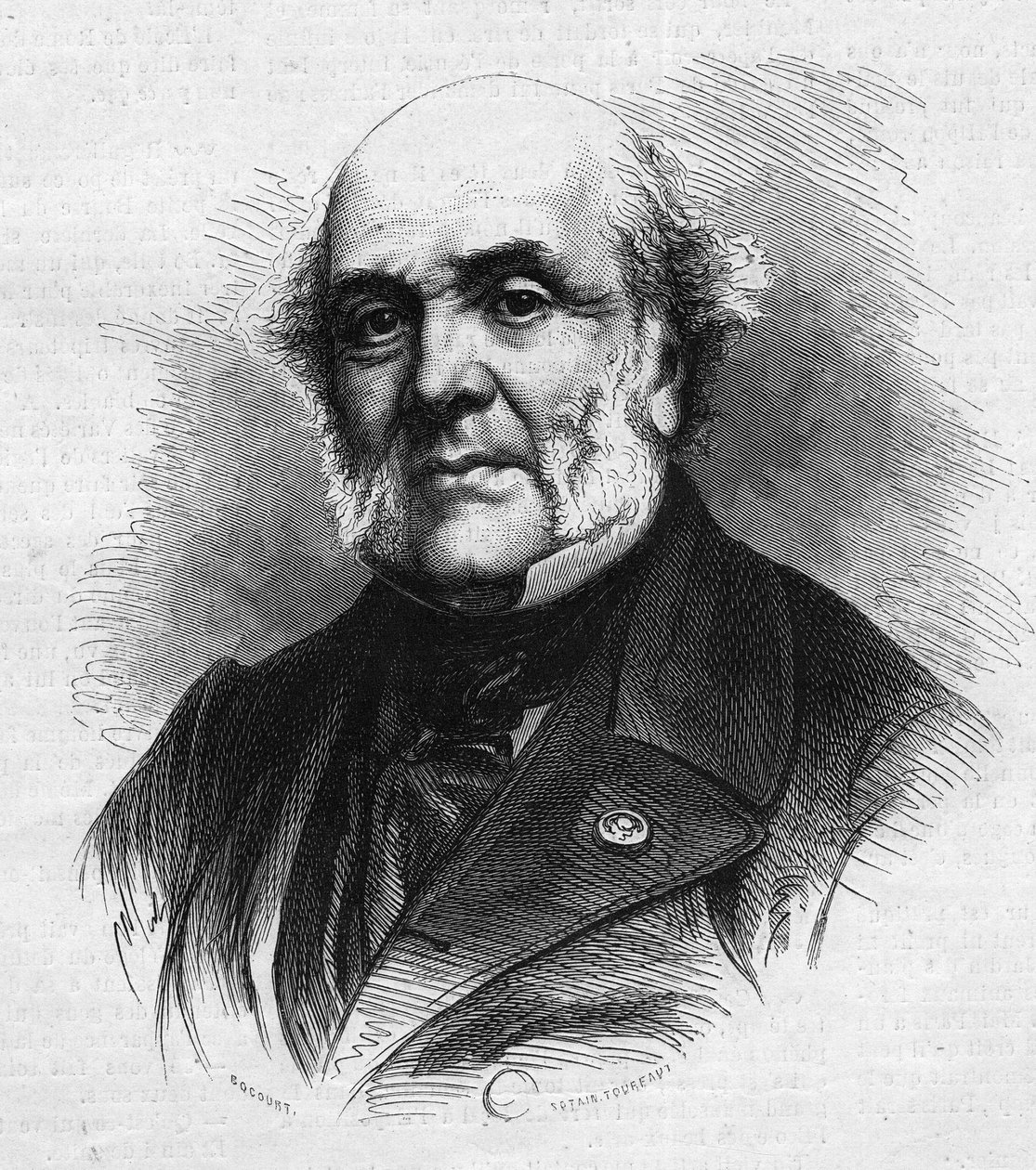 Portrait of Frederic Auguste Demetz (1796-1873), French lawyer, founder of the agricultural colony and penitentiary of Mettray intended to rehabilitate young delinquents. Engraving in Le Monde Illustré n°866 of November 15 by French School