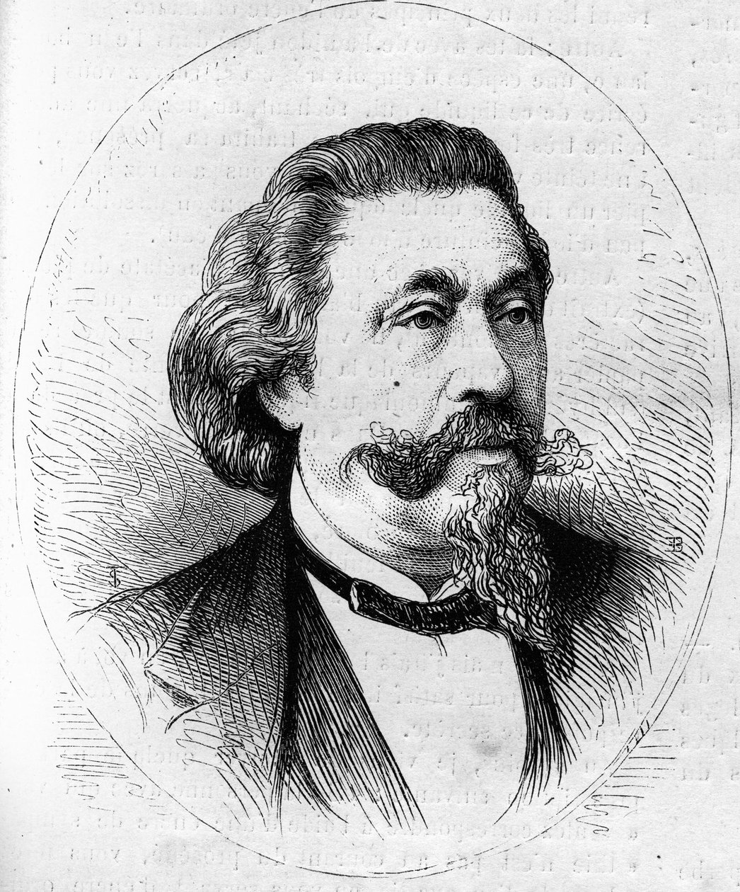 Portrait of Georges Hainl, French conductor and cellist. Engraving in Le Monde Illustré n°844 of 13 June 1873 by French School