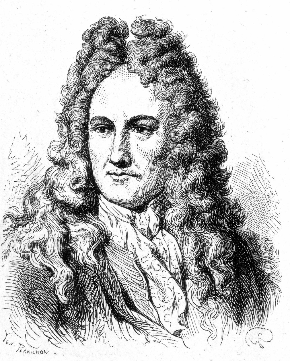 Portrait of Gottfried Wilhelm von Leibniz - in “Album of Science; illustrious scholars; Great discoveries” 1896 by French School