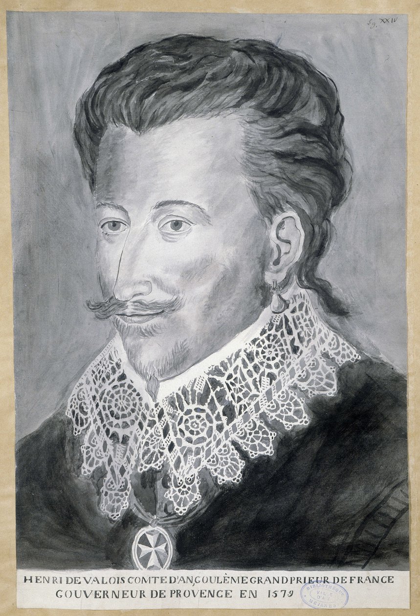 Portrait of Henri de Valois, Count of Angouleme, Grand Prior of France, Governor of Provence in 1579 by French School