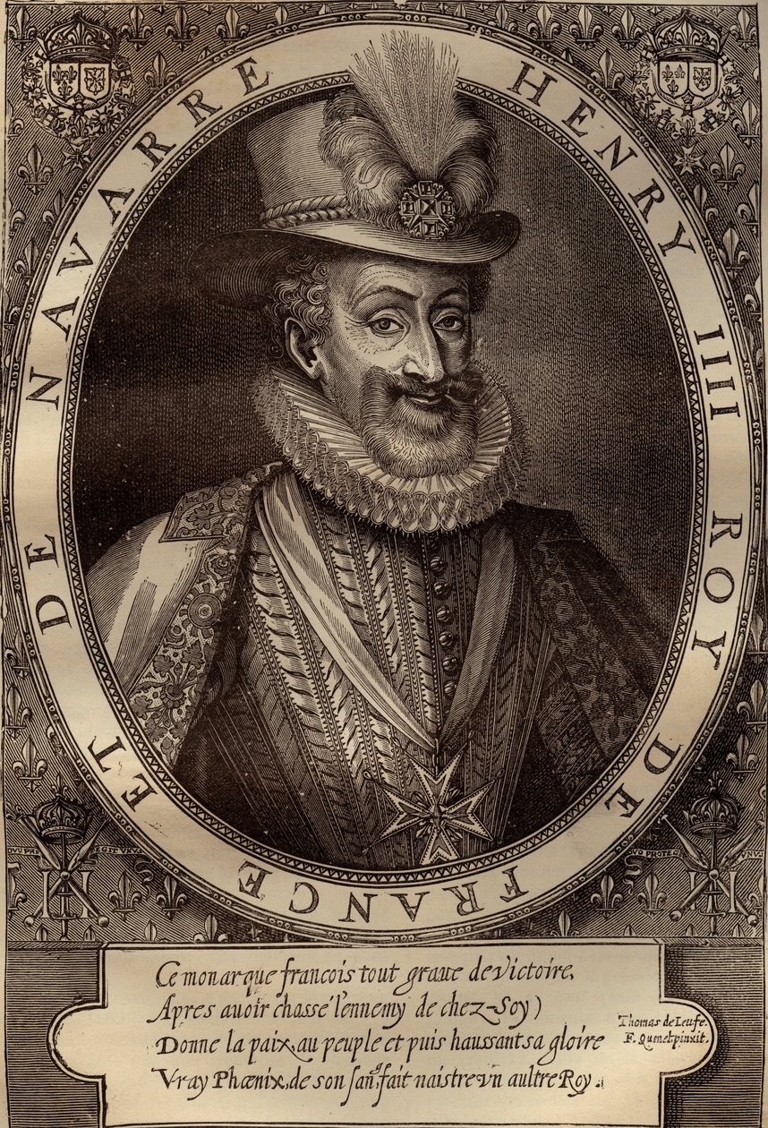 Portrait of Henry IV, King of France - engraving 17th century by French School