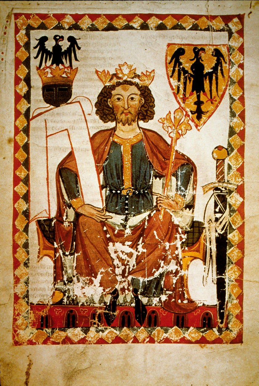 Portrait of Henry VI (1165-97), King of Germany, of Sicily and Emperor of the Holy Roman Empire. Miniature of the Codex 