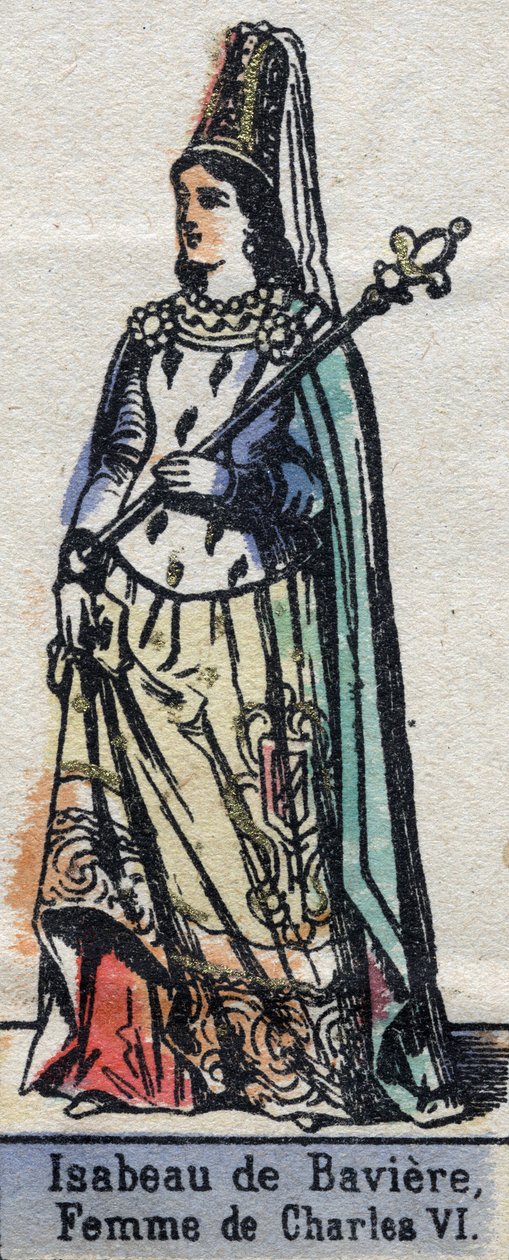 Portrait of Isabeau (Isabelle, Elisabeth) de Baviere (1371-1435), wife of Charles VI of France. (Capetian dynasty). Illustration late 19th century. by French School