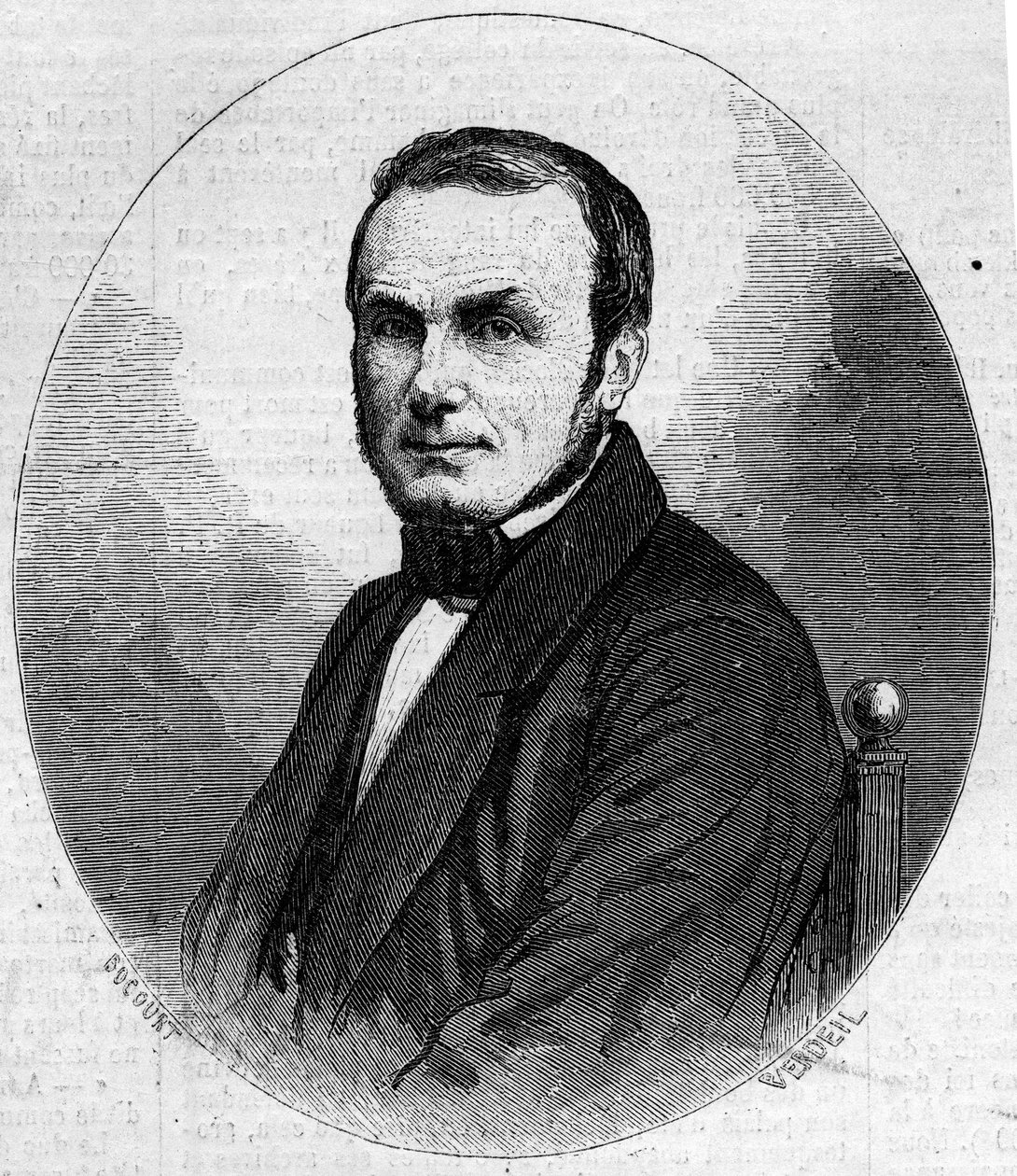Portrait of Isidore Geoffroy Saint Hilaire (1805-1861), French zoologist, son of Etienne Geoffroy Saint-Hilaire. Engraving in Le Monde Illustré n°241 of November 23 by French School