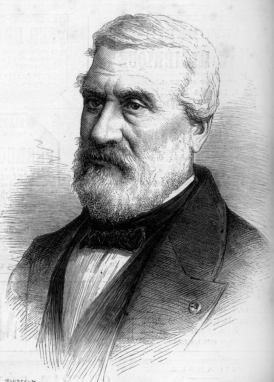 Portrait of Jean Antoine Theodore, Baron Gudin (1802-1880), French painter. Engraving in 
