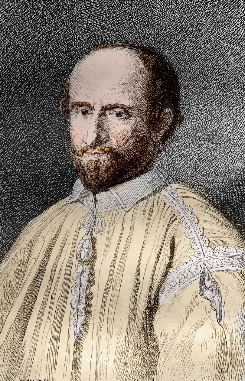 Portrait of Jean Duvergier de Hauranne, Abbe of Saint-Cyran, French religious and theologian Jansenist, engraving from 