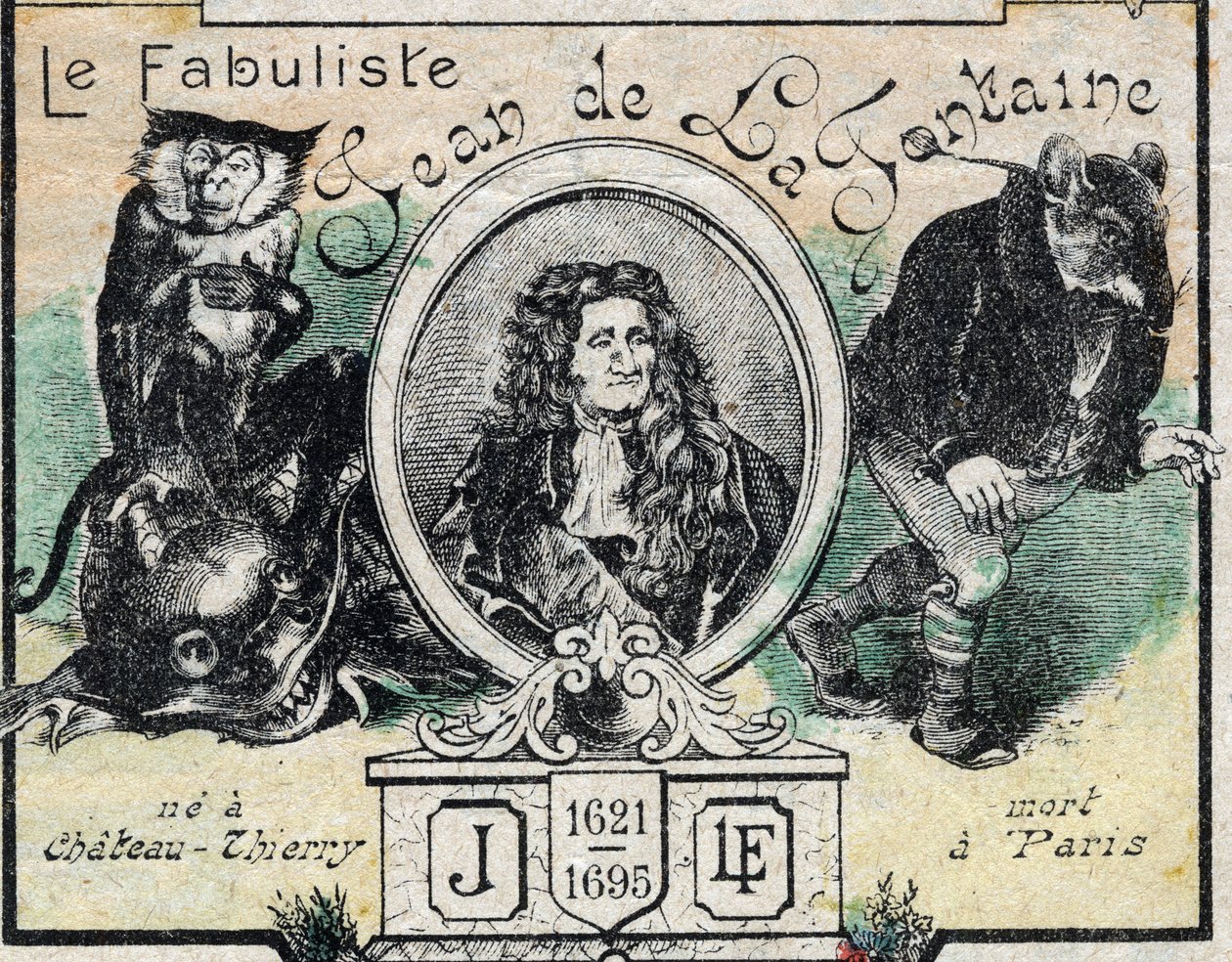 Portrait of Jean de La Fontaine (1621-95). Epinal imaging from the end of the 19th century. by French School