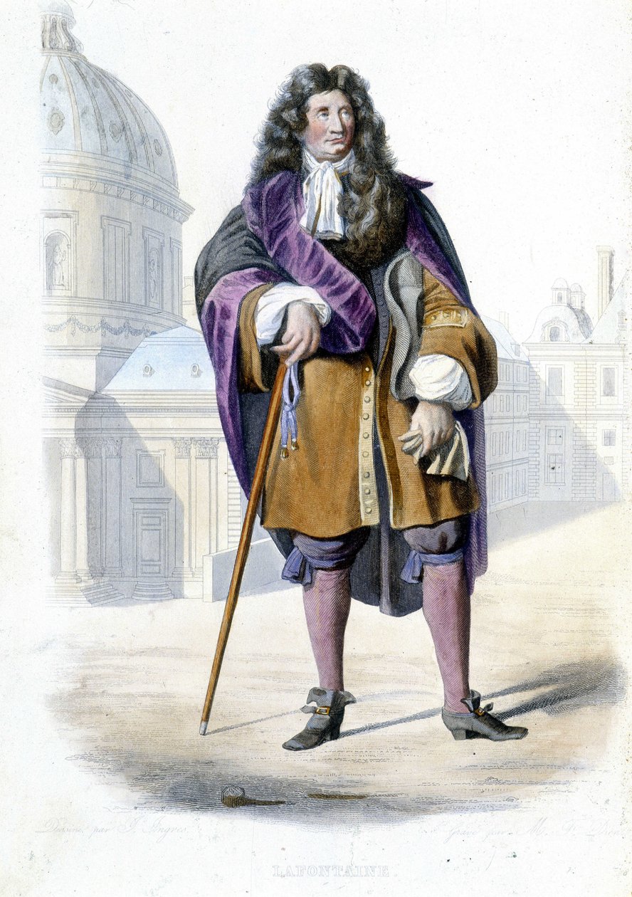 Portrait of Jean de La Fontaine, French writer (1621-1695) - in Ed. Mennechet, 