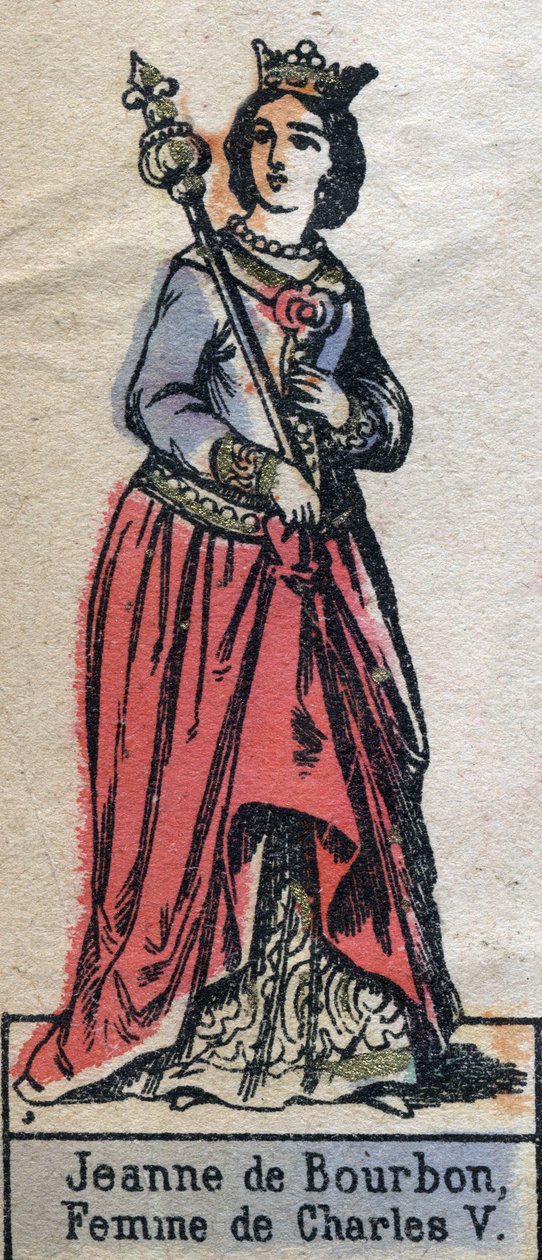 Portrait of Jeanne de Bourbon (1337-1378), wife of Charles V of France. (Capetian dynasty). Illustration late 19th century by French School