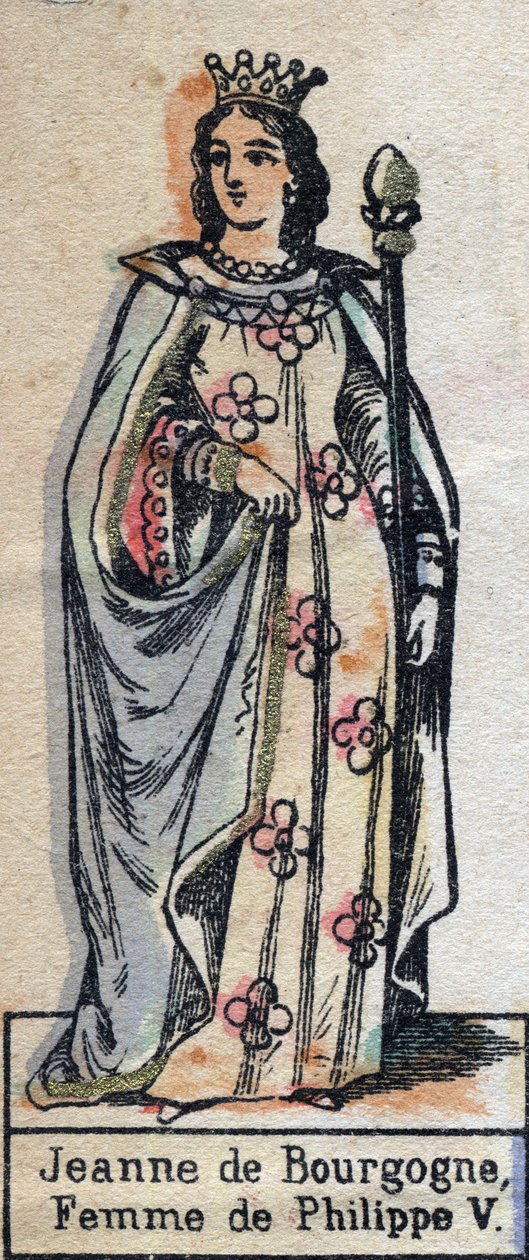 Portrait of Joan of Burgundy, wife of Philip V of France. Illustration late 19th century by French School