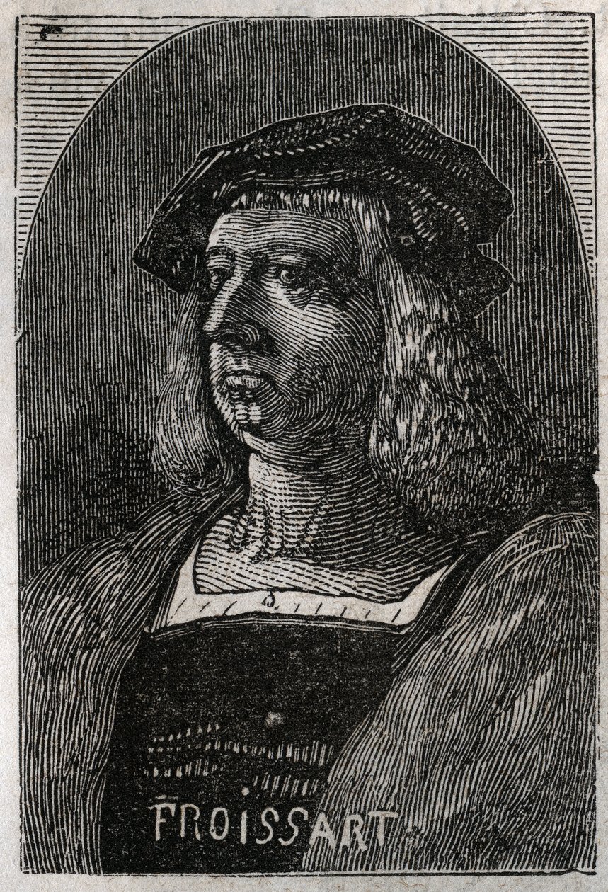 Portrait of John Froissart, French chronicler of medieval France - engraving in 