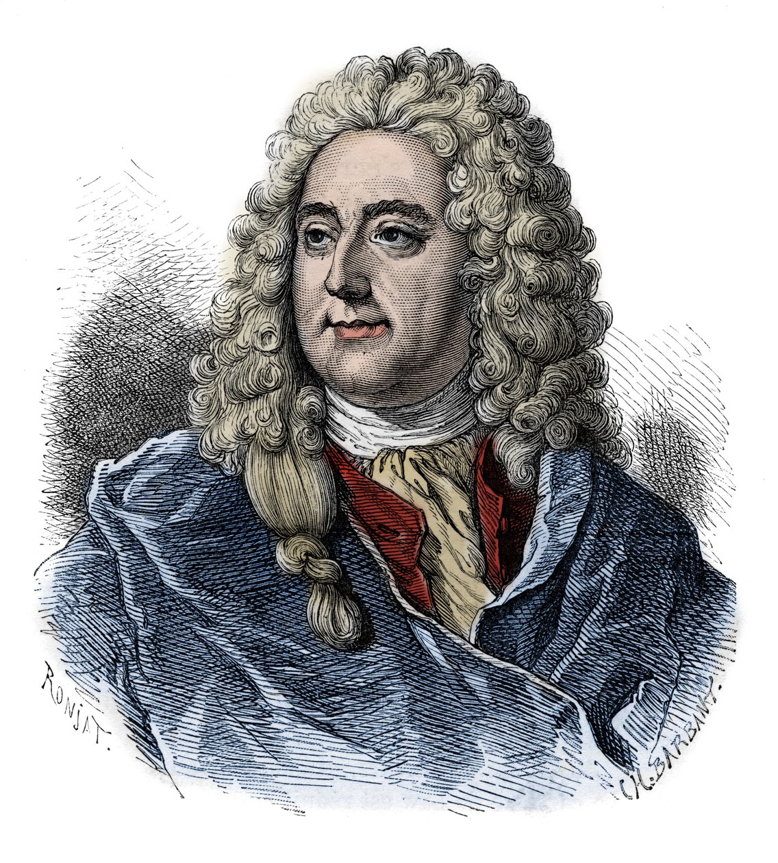 Portrait of John Law (1671 - 1729) Financial Controller, Scottish Financial Responsible for the Bankruptcy - engraving from 