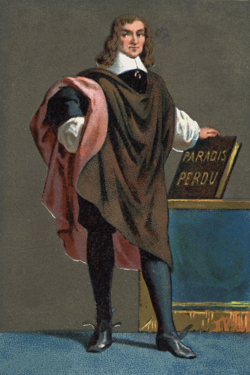 Portrait of John Milton, English poet and essayist (1608 - 1674) by French School