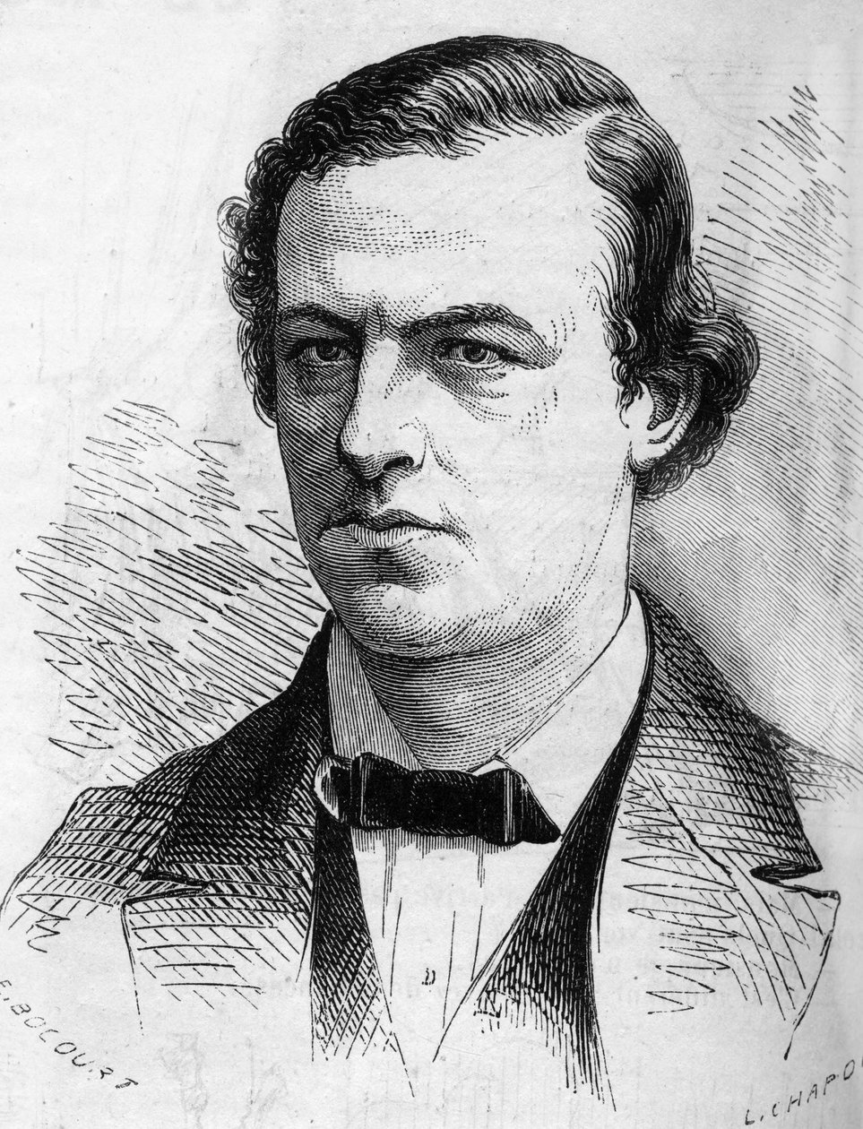 Portrait of Joseph Joachim, Hungarian violinist. Engraving in Le Monde Illustré by French School