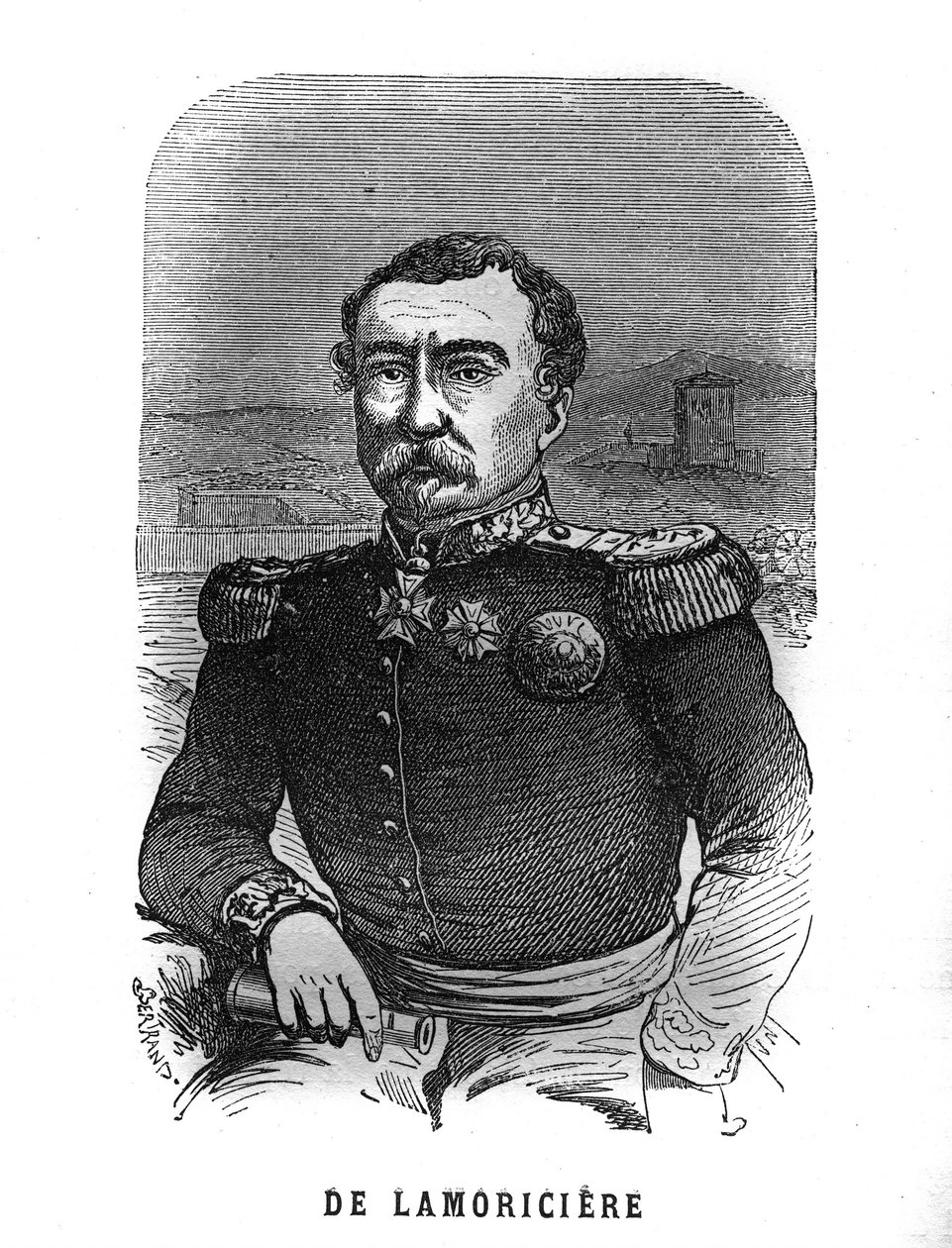 Portrait of Joseph Vantini, known as Youssouf (1808-1866), French General. Engraving in 