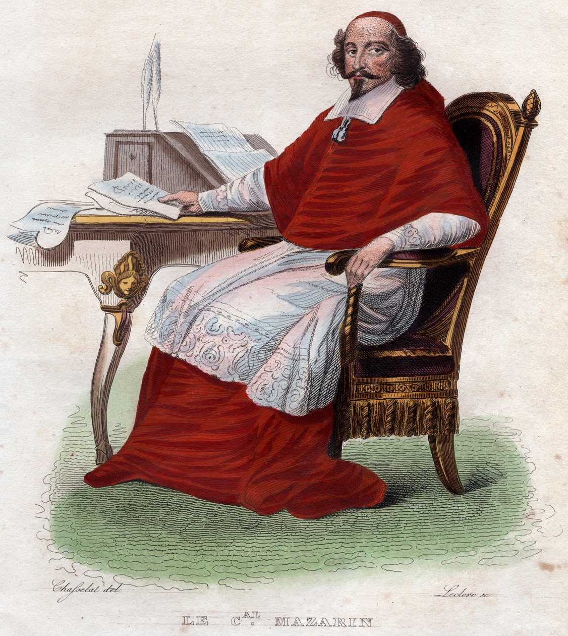 Portrait of Jules Mazarin, French Italian cardinal, diplomat, and politician by French School