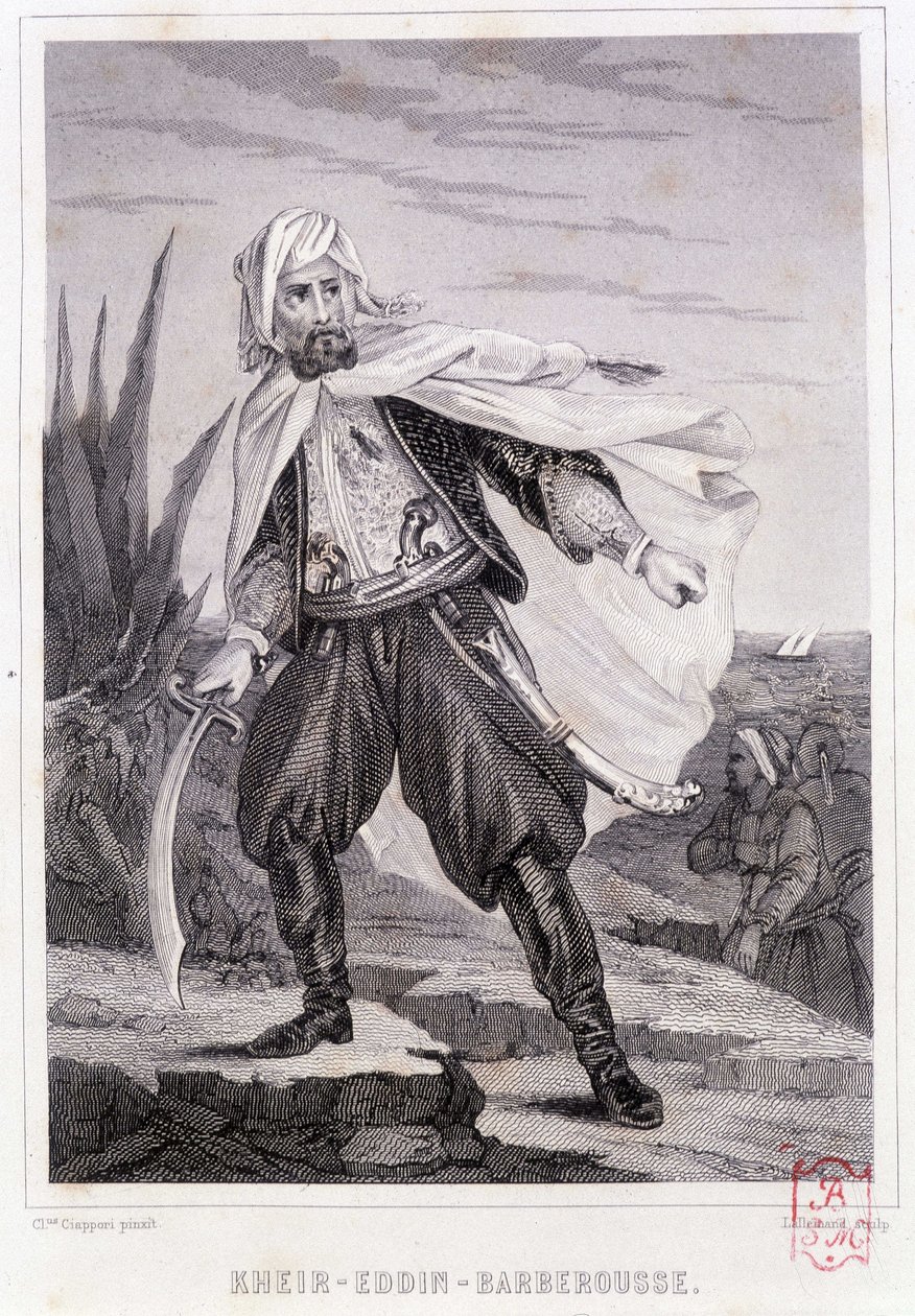 Portrait of Kheir - Eddin - Barbarossa, Turkish pirate of the 16th century, from 