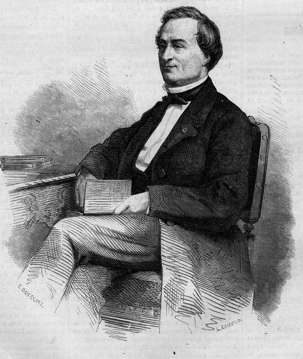 Portrait of Louis Bernard Bonjean (1804-1871), French magistrate and senator. Engraving in “Le Monde Illustré” n°309 of 14 March 1863 by French School
