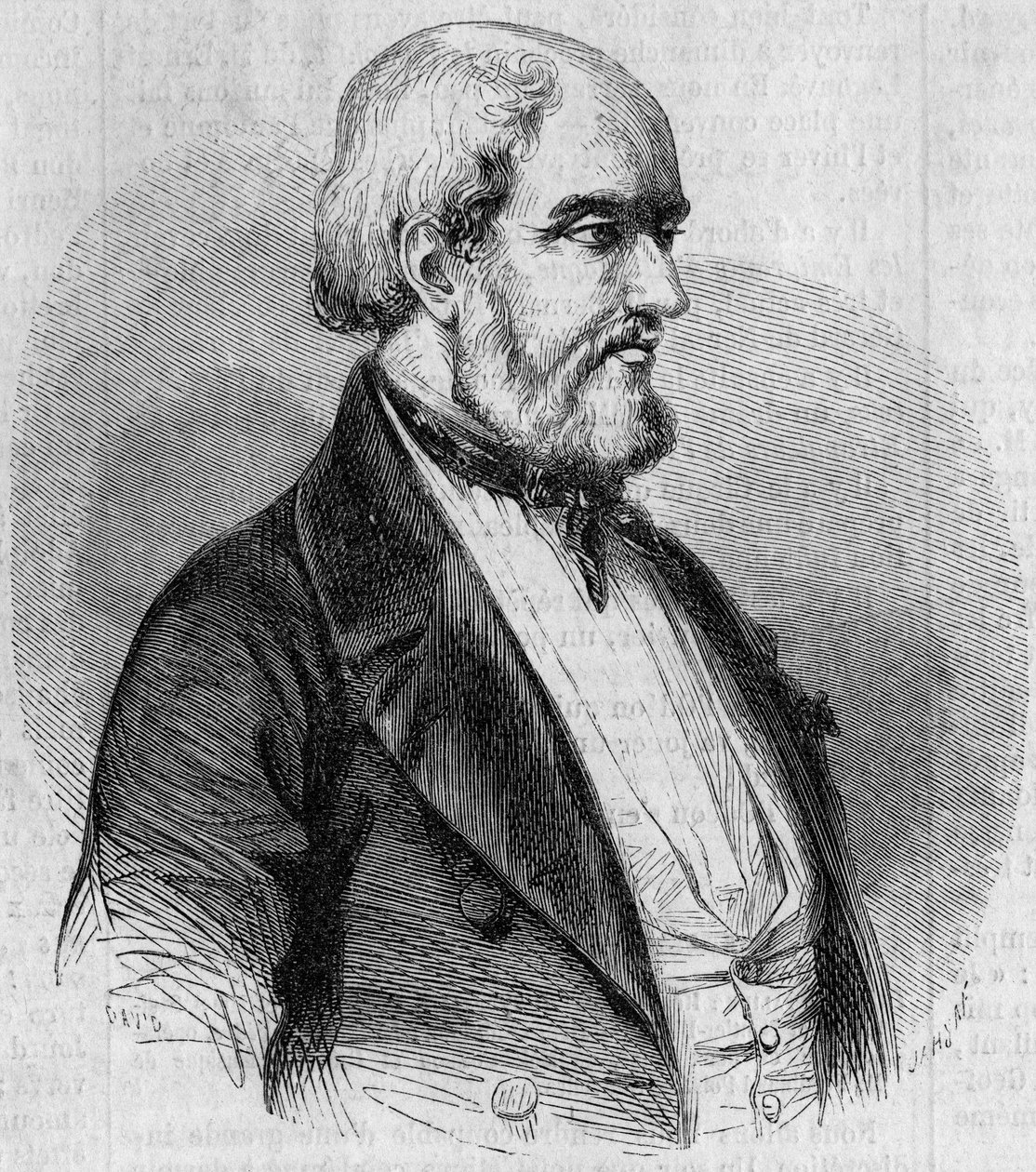 Portrait of Louis Garneray (1783-1857), French sailor, painter and marine historian. Engraving in 