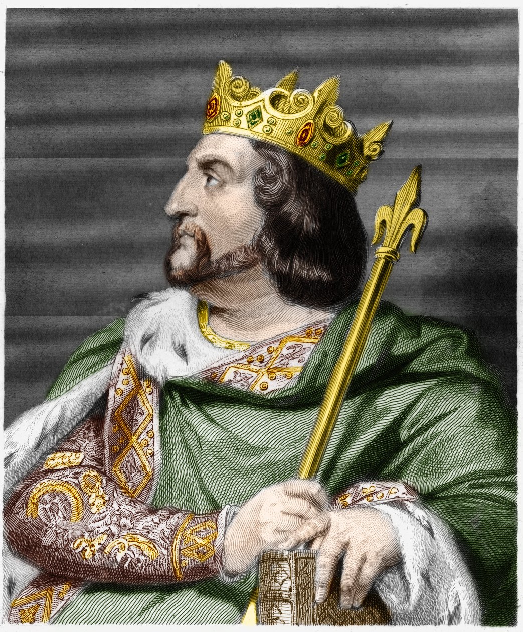 Portrait of Louis VI le Gros, King of France - in Histoire des Francais by Lavallee, engraving, sd by French School
