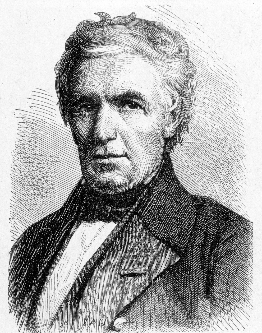 Portrait of Marc Séguin (1786 - 1844), French engineer who conceived the principle of suspended bridges, also inventor of the tubular boiler - in Album de la Science; illustrious scientists; Great discoveries 1896 by French School