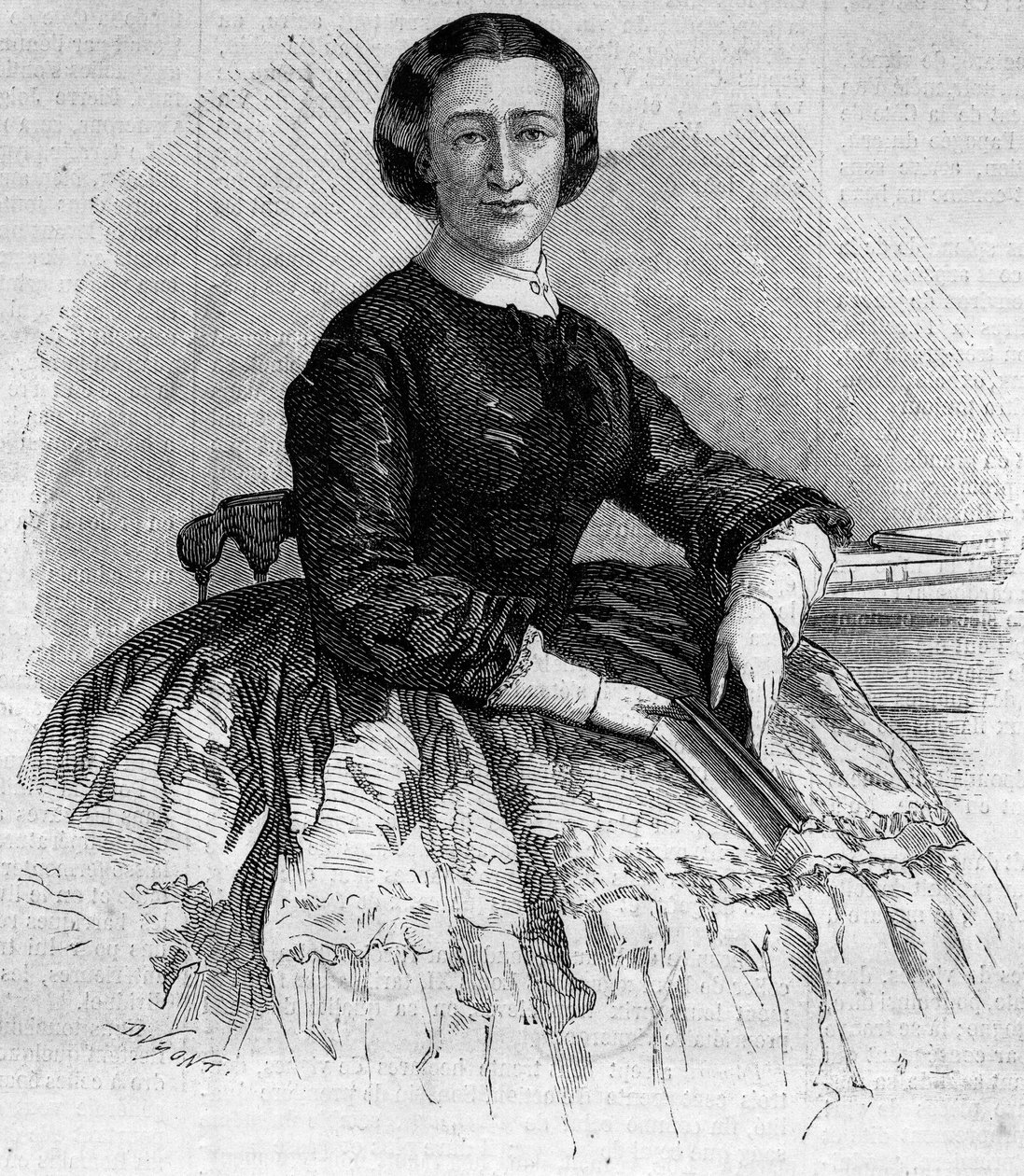 Portrait of Maria Francisca de Sales (1825-1860), Duchess of Alba and sister of the French Impress Eugenie de Montijo. Engraving in 