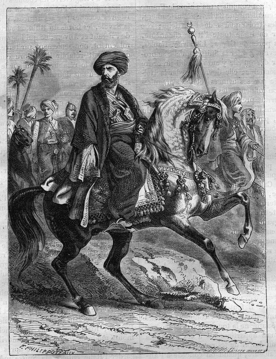 Portrait of Mourad Bey (1750-1801), Mamluk chief - Engraving from 1865 in Histoire du Consulate et de l
