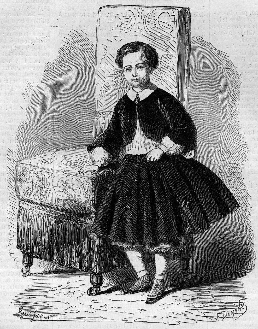 Portrait of Napoleon Eugene Louis Jean Joseph Bonaparte, known as Prince Imperial, son of Napoleon III. Engraving in 