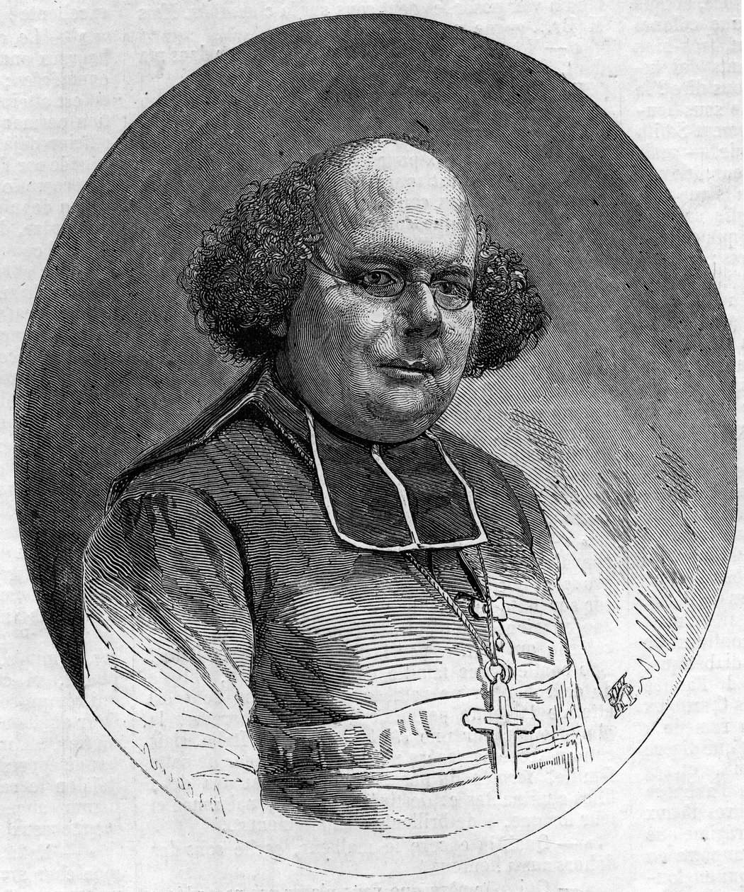 Portrait of Patrice Cruice (1815-1866), bishop of Marseille from 1861 to 1865. Engraving in Le Monde Illustré n°232 of September 21 by French School