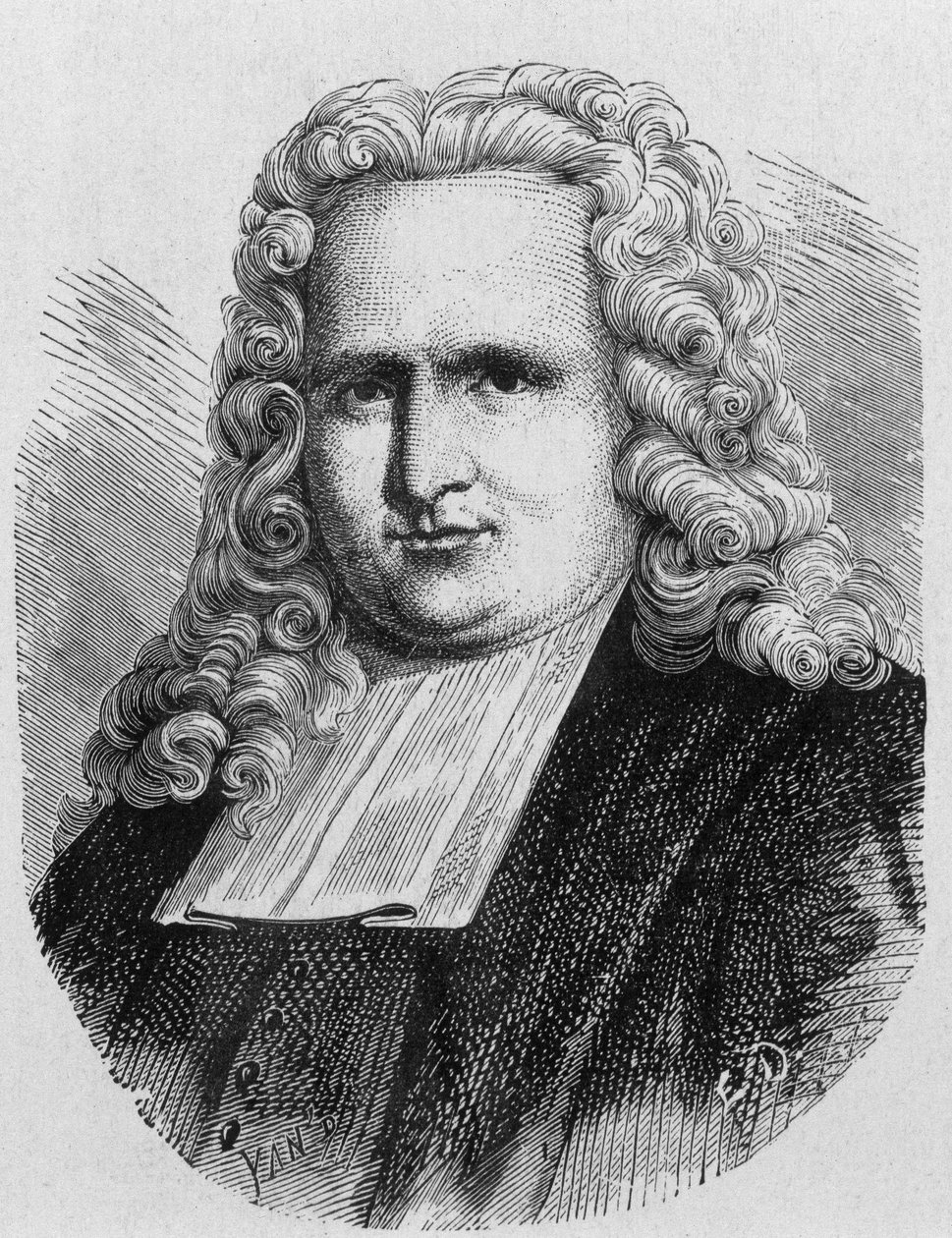 Portrait of Pieter van Musschenbroek (1692 - 1761), Dutch Physicist, Inventor of the First Electric Capacitor (Bottle of Leiden) - in Album of Science; Illustrious Scientists; Great Discoveries 1896 by French School