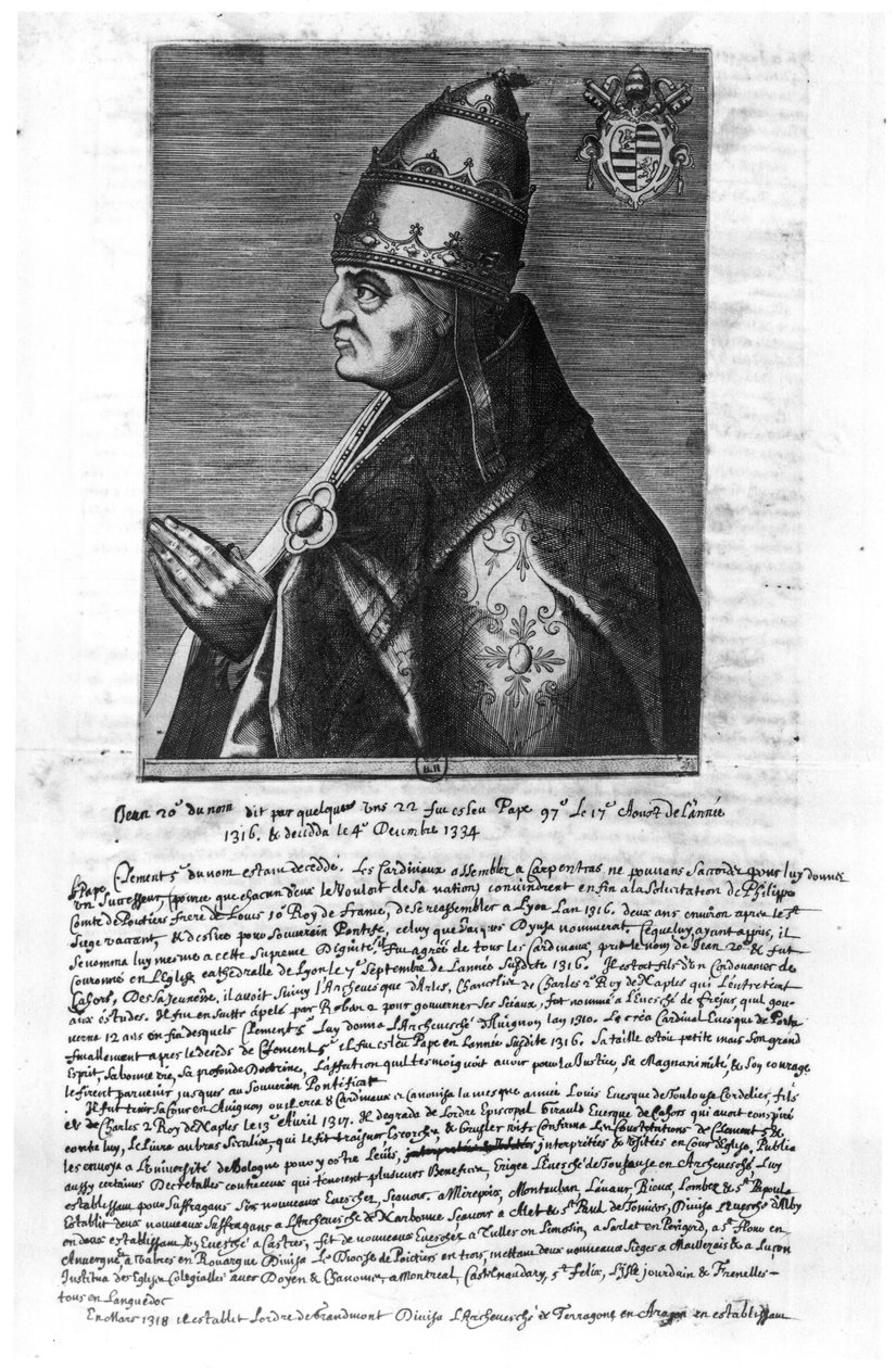 Portrait of Pope John XXII (1244-1334) by French School