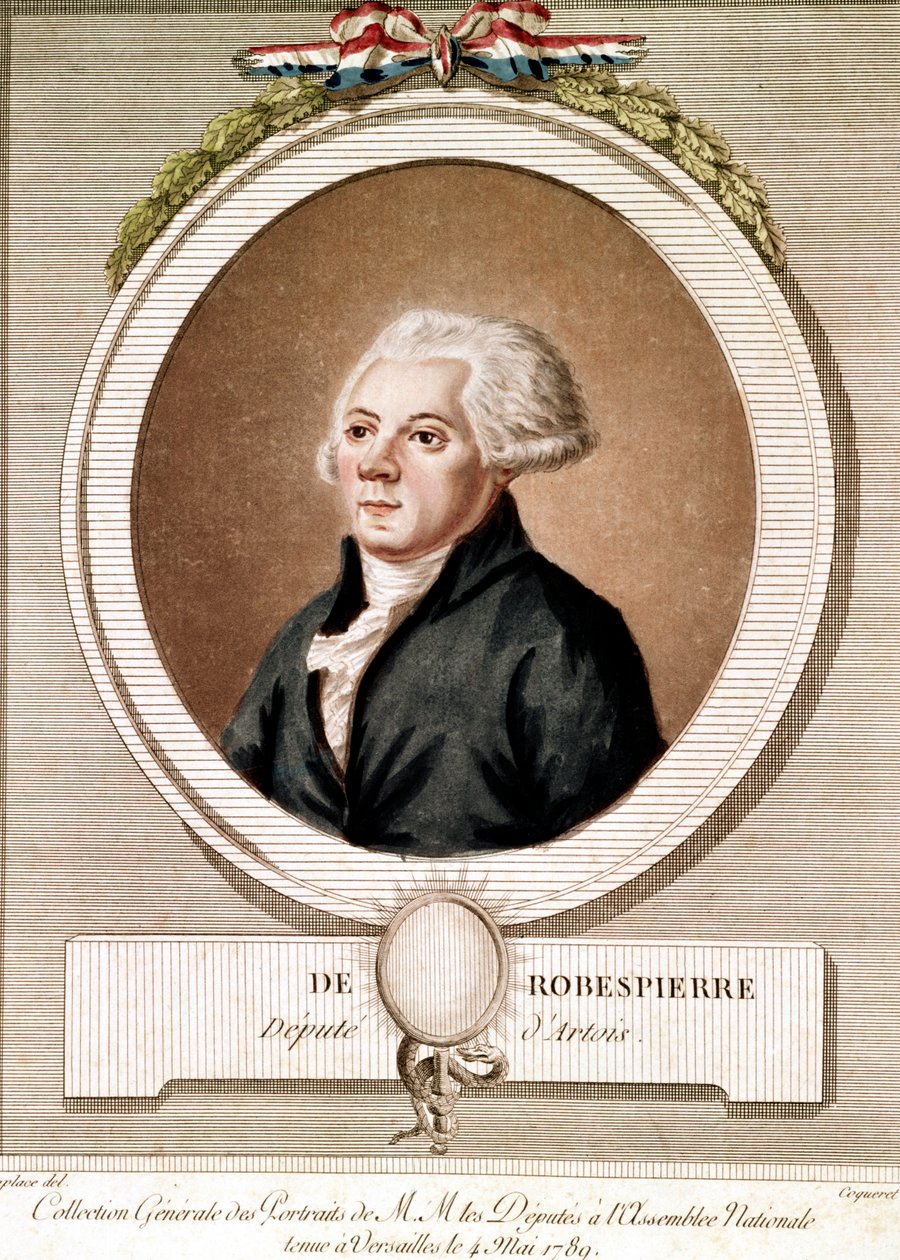 Portrait of Maximilien Robespierre in medallion in the series of portraits of deputies at the National Assembly held in Versailles on 4/05/1789 by French School