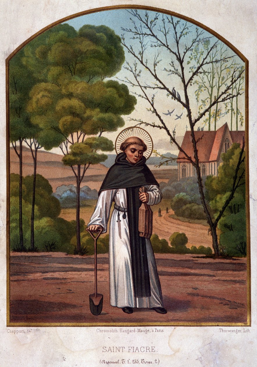 Portrait of Saint Fiacre (hermitage near Meaux), patron of the gardeners, 19th century by French School