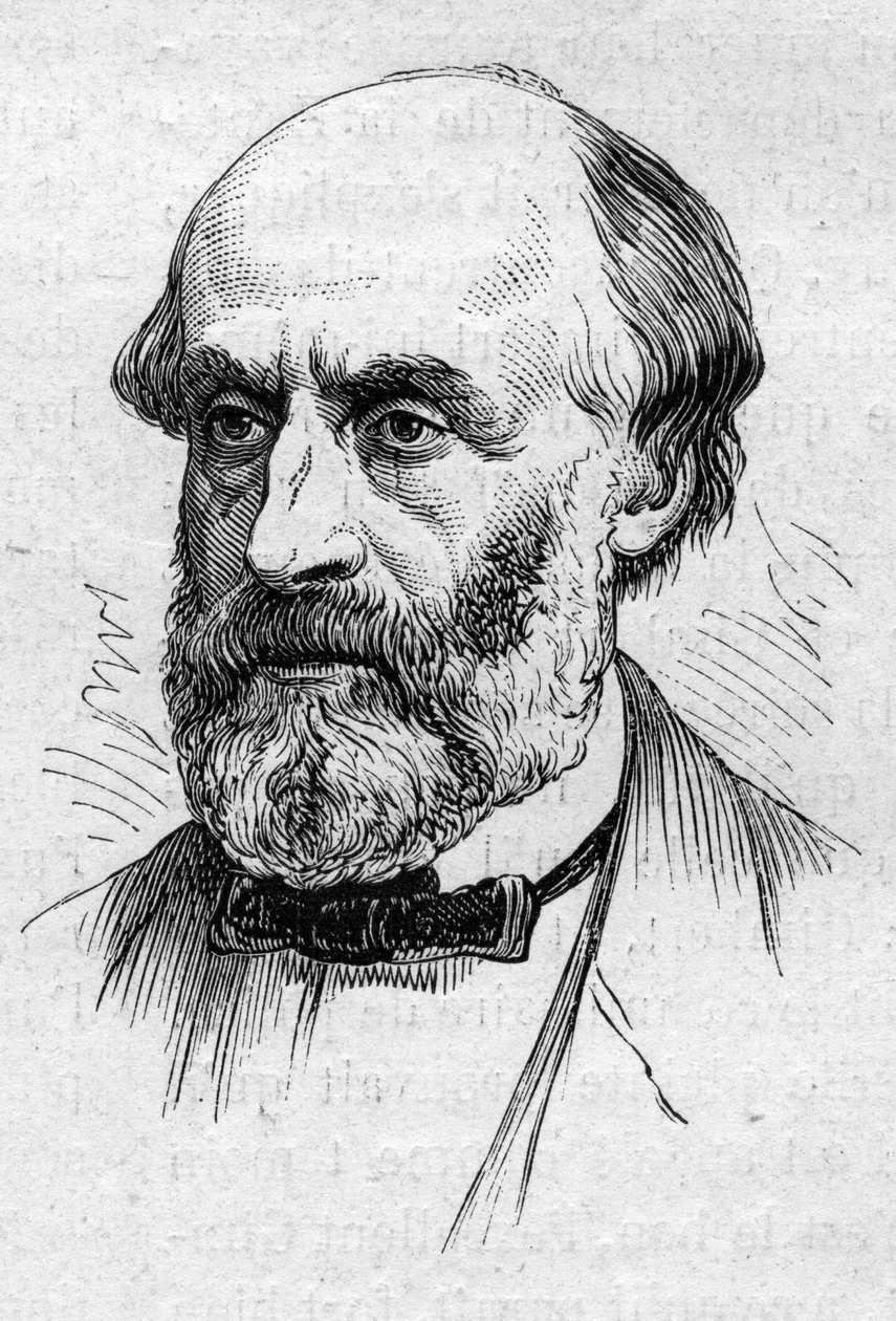 Portrait of Victor de Laprade, French poet and academician. Engraving in Le Monde Illustré n°883 of 14 March 1874 by French School