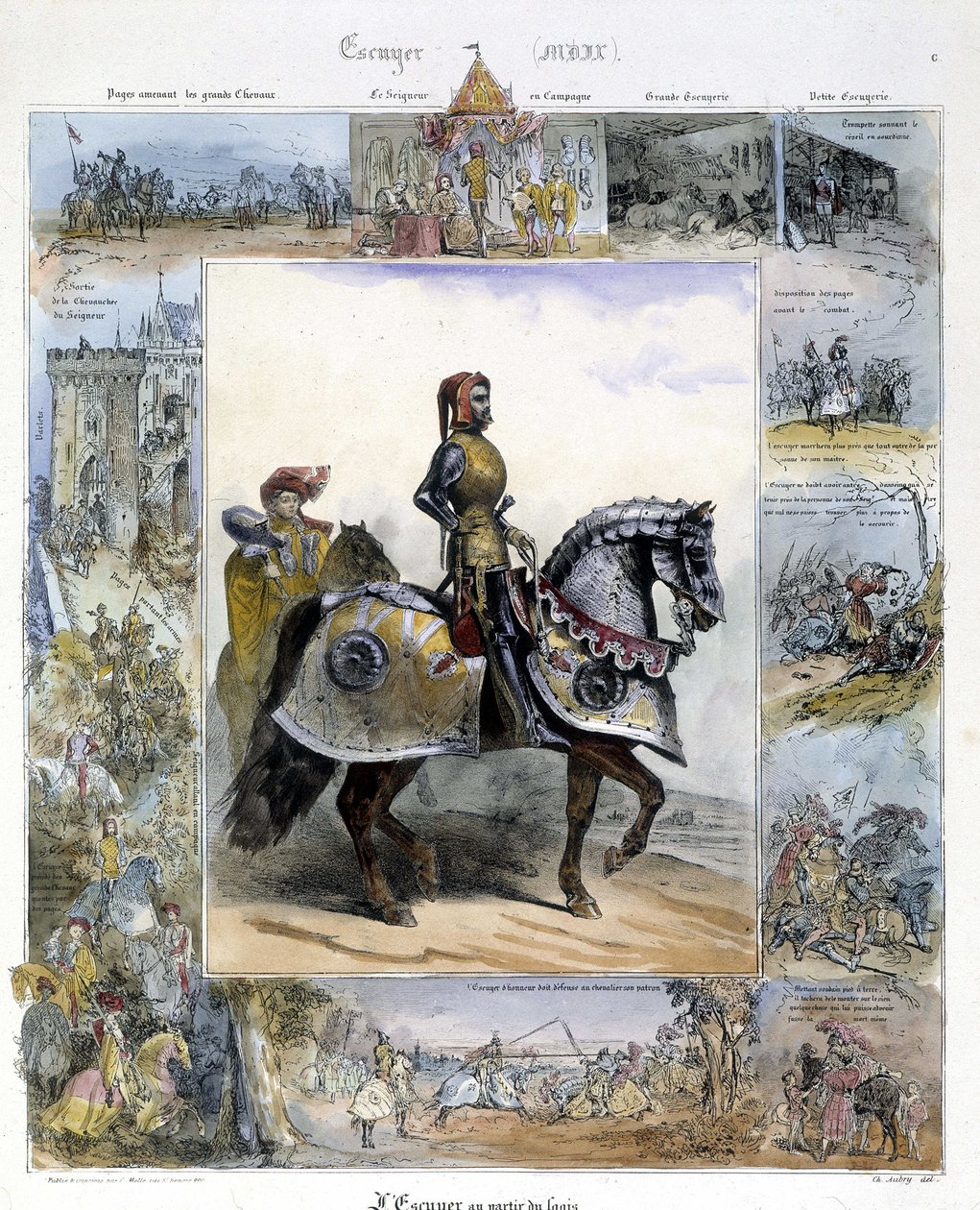 Portrait of an Ecuyer in Picturesque History of Ancient and Modern Riding by Charles Aubry by French School