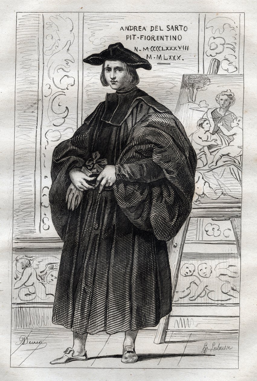 Portrait of italian painter Andrea del Sarto by French School