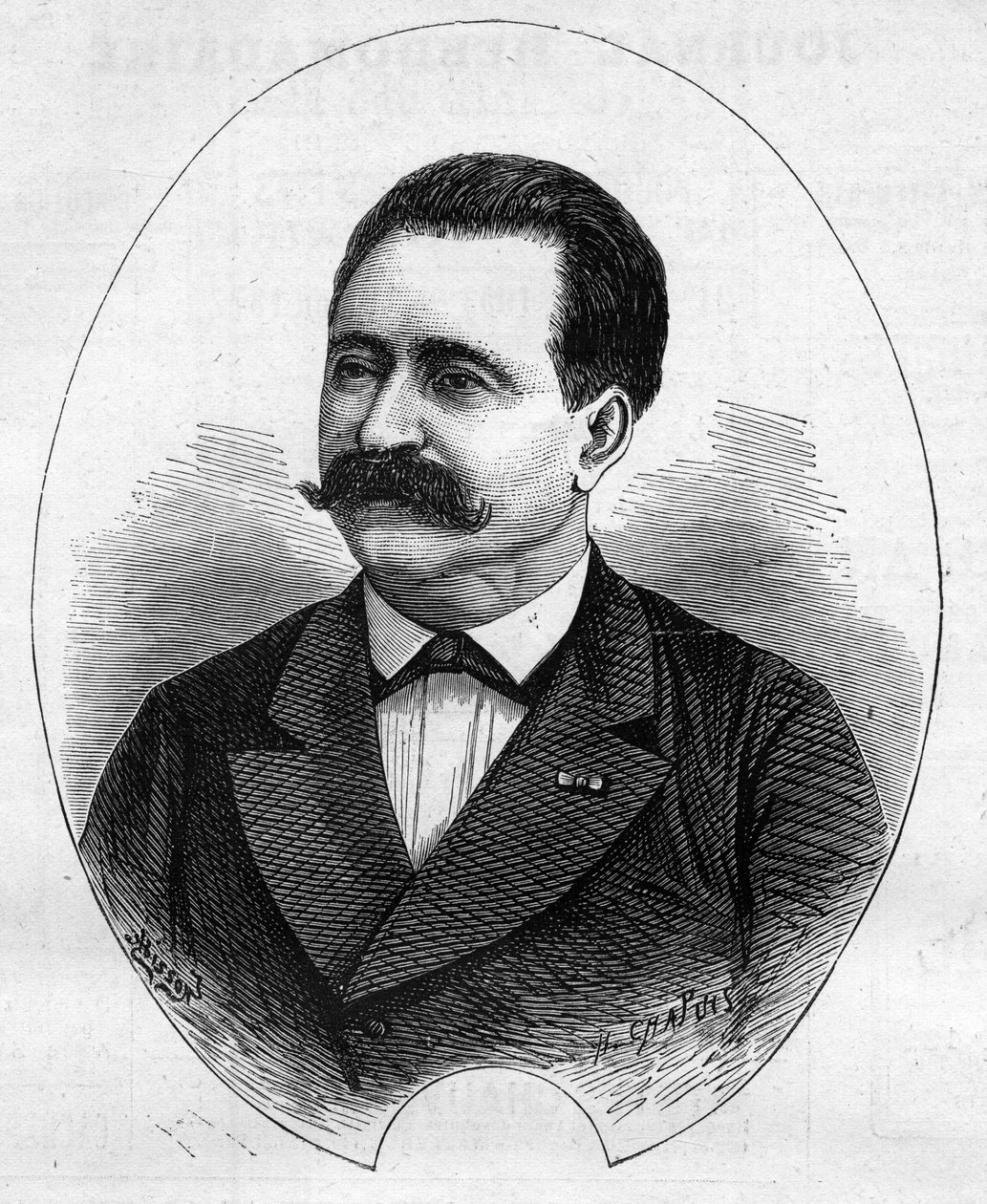 Portrait of Doctor Nicolay (Faure Nicolay, French magician?). Engraving in Le Monde Illustré n°1052 of 9 June 1877. by French School