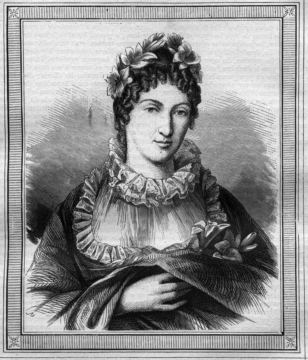 Portrait of the Duchess of Angouleme Marie Therese Charlotte of France known as Madame Royale (1778-1851). Engraving in “Histoire des Papes-Rois-Queen and Empereurs a travers les centuries” by Maurice Lachatre by French School