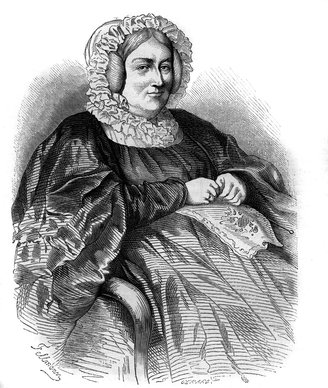 Portrait of the Marquise de La Rochejaquelein (Marie Louise Victoire de Donnissan), French writer. Engraving from 1858 by French School