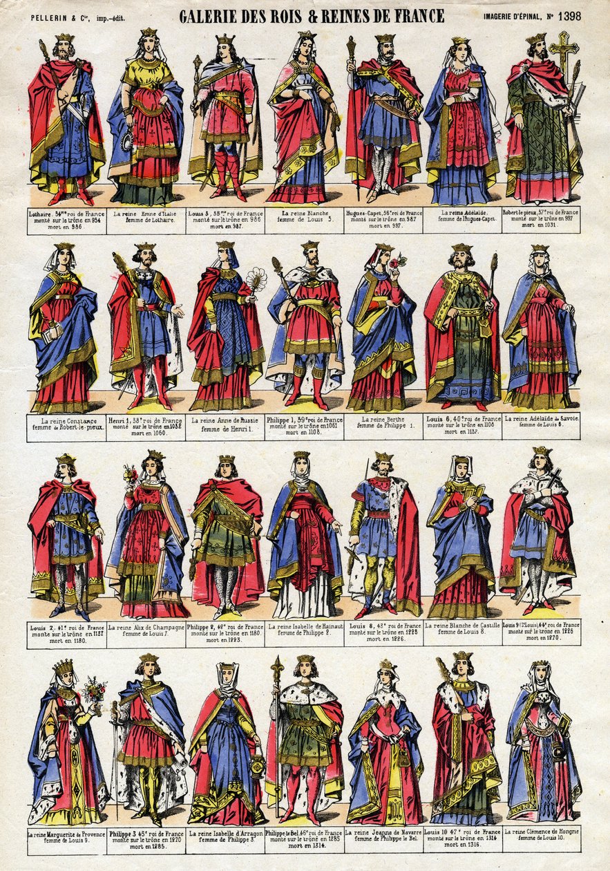 Portrait of the Kings and Queen of France from the Capetian Dynasty by French School