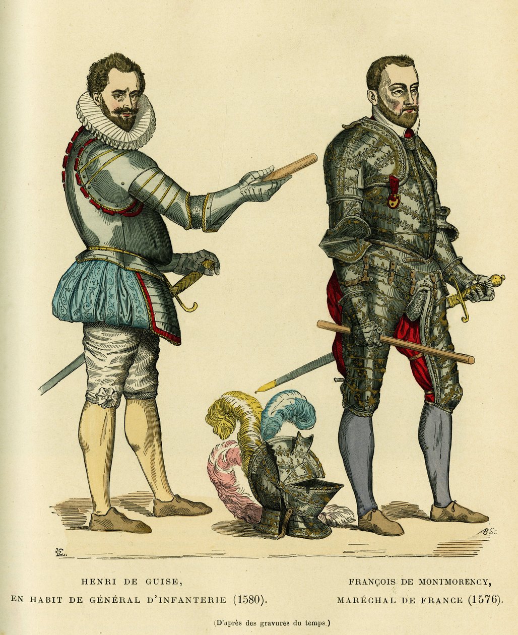 Portraits of Henri I de Guise, known as the Balafre (1549-1588) in the coat of infantry general in 1580 and of Francois de Montmorency (1530-1579), marechal of France around 1576 by French School