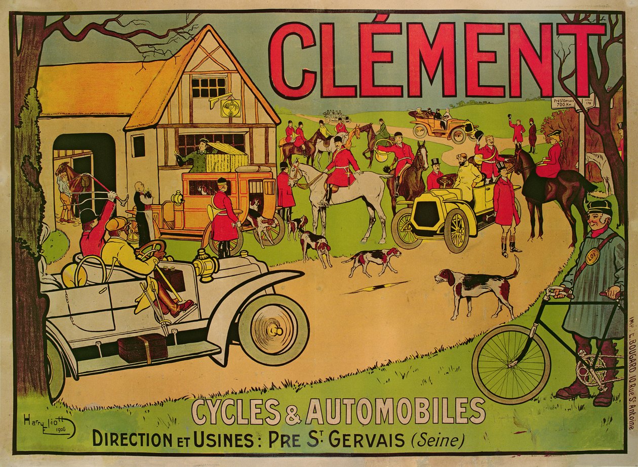 Poster advertising Cycles & motorcars Clement, Pre Saint-Gervais, 1906 by French School
