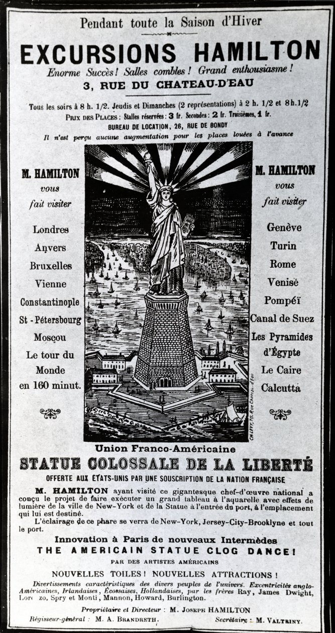 Poster advertising Excursions Hamilton, c.1890 by French School