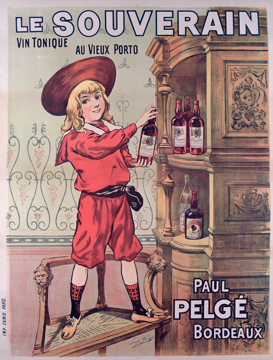 Poster advertising Le Souverain, French tonic wine made by Paul Pelge by French School