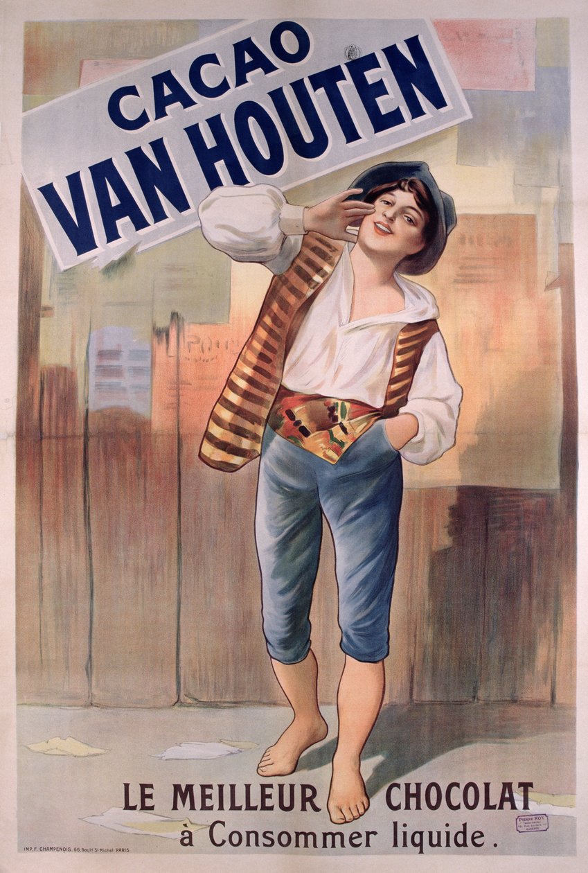 Poster advertising Van Houten cocoa by French School