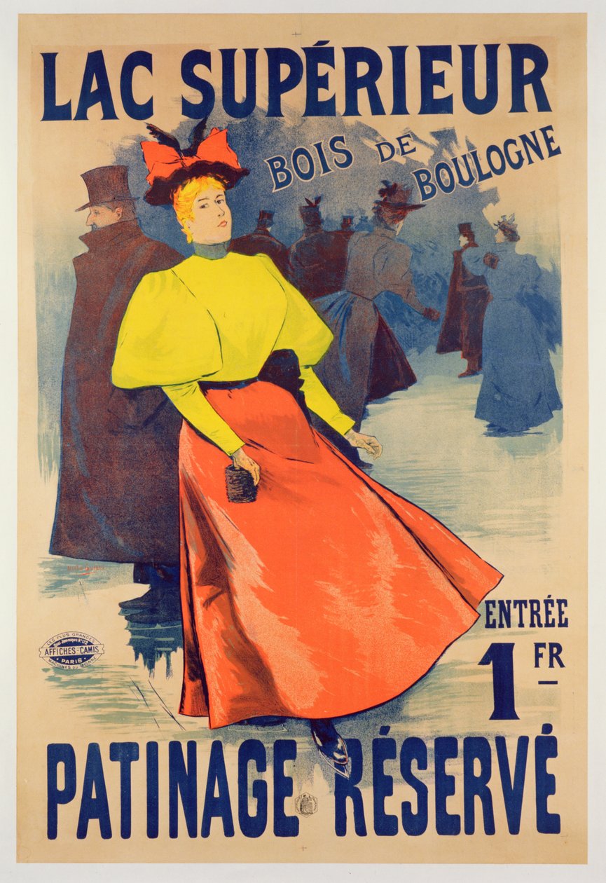 Poster Advertising a Skating Rink on the Lac Superieur in the Bois de Boulogne by French School